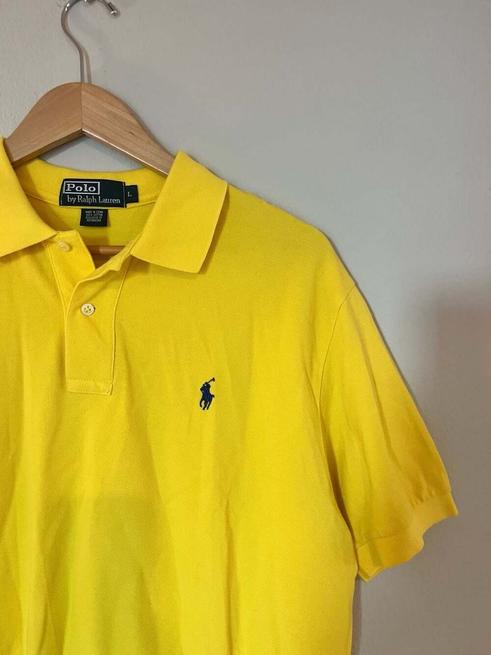 Polo Ralph Lauren, Men's Yellow Short Sleeve Cotton Mesh Polo, Preppy, L